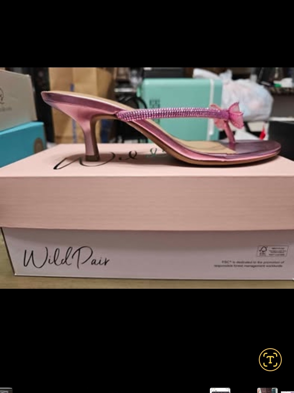 Wild Pair Pink Rhinestone Kitten Heel Thong Sandal with Bow Accent